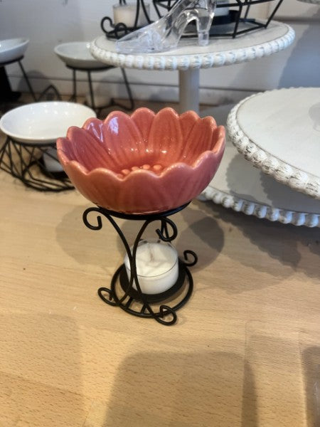 Candle Holder Large - White Deer or Flower Warmer